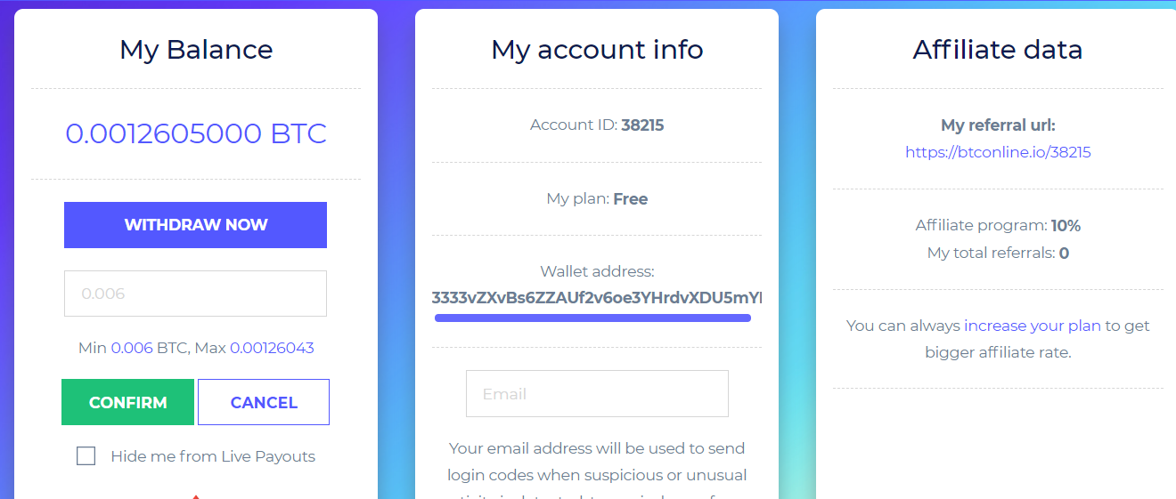 Free Bitcoin Auto Mining W!   ith Payment Proof Just Sign Up And Earn - 